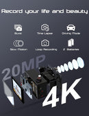 Apexcam Action Camera 4K with 64G SD Card Sport Cameras 20MP 131FT Waterproof Underwater Camera 170°Wide-Angle WiFi Camera with 2.4G Remote Control, 2 Batteries, Mounting Accessories Kits by TinyTreasures Baby Boutique