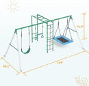Hapfan Swing Sets for Backyard with Monkey Bars, Belt Swing, Platform Swing, Climbing Net, Trapeze Bar, Outdoor Playset for Kids by TinyTreasures Baby Boutique