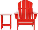 WO Home Furniture Adirondack Chair Table Set of 2 PCS Outdoor Folding Chair w Side Table Weather/UV Resistant for Lawn, Garden, Bon Fire, Balcony (Red) by GreenHaven Gardens