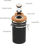 TEDSWAIT Coffee Canisters Airtight Coffee Bean Storage Container Kitchen Stainless Steel Food Storage Container with Scoop Date Tracker & CO2 Valve 61Fl Oz (Black) by CozyNest Decor