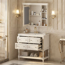 Bathroom Vanity With Medicine Cabinet, Storage Cabinet With 4 Drawers, Adjustable Shelf Mirror by Unique Piece Furniture