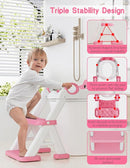 Potty Training Seat, Toddler Toilet Seat With Steps, 2 In 1 Toddler Potty Training Toilet With Splash Guard, Anti-Slip Step Stool Soft Mat, Adjust High Potty Seats For Toddlers Kids Boys Girls by TinyTreasures Baby Boutique