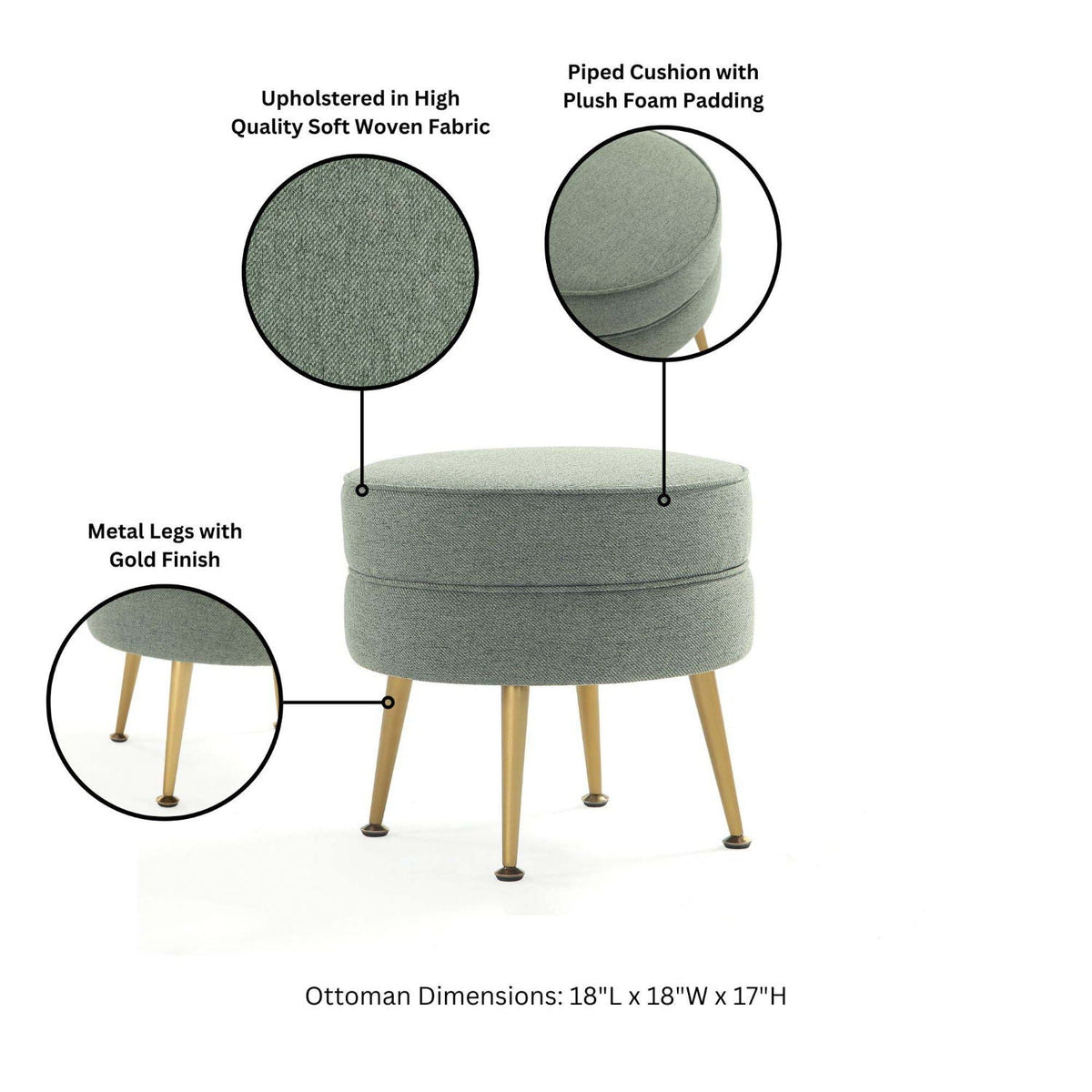 Bailey - Upholstered Accent Ottoman, photo 15 of 37