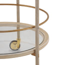 Round Bar Cart with Tempered Glass Shelves and Gold Accents by HouseOfZazla