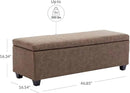 BELLEZE 47 Inch Storage Ottoman, Faux Leather Storage Bench Bedroom Bench with Safety Close Hinge, Ottoman with Storage for Living Room, Entryway, Hallway, Foot Rest, Support 300lbs - Rustic Brown by CozyNest Decor