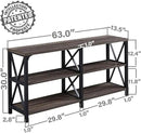 LVB Rustic Console Table, Industrial Modern Sofa Table Behind Couch, Long Metal Wood Entryway Table with Storage Shelf, Farmhouse Foyer Hallway Table for Home Living Room Bedroom, Dark Gray Oak, 63 in by CozyNest Decor