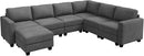 HONBAY Corduroy Sectional Sofa with Storage, U Shape Modular Sectional Sofa with Chaise, Modular Couches for Living Room, Dark Gray by CozyNest Decor