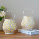 TRIROCKS Set of 2 Moroccan Decorative Lamps 8'' High Battery Powered Cordless Lamp Metal Table Lamps with Fairy Lights Bulb for Home Living Room Garden Yard Party Events Tabletop Indoor Outdoor(White) by GreenHaven Gardens