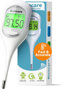 Boncare 9 Seconds Basal Body Thermometer for Ovulation, Oral Thermometer for Adults and Kids - Accurate Rectal Thermometer, with Fever Alarm and Large Display (Rice-White) by TinyTreasures Baby Boutique