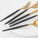 Matte Gold Silverware Set with black handle, Vanys 20 Piece Stainless Steel Cutlery Flatware Set, Kitchen Utensil Sets for 4, Tableware With Knife Spoons And Forks Set, Satin Finished Polished by CozyNest Decor