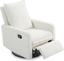 Swivel Rocking Recliner Chair for Nursery, Upholstered Glider Rocker Recliner, Swivel Reclining Chair for Nursery Living Room Bedroom, White Short Plush by TinyTreasures Baby Boutique