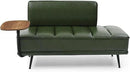 Sofa,Bed Bench,Small Spaces Furniture,Polyurethane Leather,Wood Frame,High Density Sponge Infillings,360-Degree Swivel Tray,Black Metal Leg (Green) by CozyNest Decor