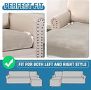 H.VERSAILTEX Velvet Stretch 3-Piece L Shape Sectional Couch Covers (Large 2 Seater + 1 Chaise, Oatmeal) by CozyNest Decor