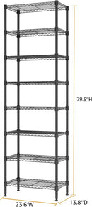 8 Tier 2000 lbs Storage Rack Metal Wire Shelving Unit, Storage Standing Shelf Organizer for Laundry Bathroom Kitchen Pantry Closet Garage Basement Utility Room, Black 13.8" D x 23.6" W x 79.5" H by CozyNest Decor
