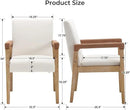 Mid Century Modern Dining Chairs Set of 4 Fabric Upholstered Living Room Side Chair, Kitchen Arm Chair with Solid Wood Legs for Home Restaurant, Linen White by CozyNest Decor