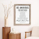 Christian Wooden Wall Signs, Farmhouse Home Decor, Christian Hanging Decor, Living Room Decors, Framed Wall Plaque Sign 15 * 11.5 inches, Be Anxious for Nothing Sign by CozyNest Decor