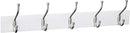 Amazon Basics Rectangular Farmhouse Wall-Mounted Coat Rack with Storage Hooks, 5 Hooks, White by CozyNest Decor