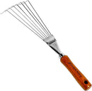 Japanese Hand Rake Garden Tool, Japanese Steel with Wood Handle, Small Rake for Leaves, Handheld Garden Cleaning Tool, Made in Japan, Silver by GreenHaven Gardens