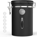 HAIOOU Large Coffee Canister, 38OZ Oversized Stainless Steel Coffee Bean Storage Container with Date Tracker, Measuring Scoop, CO2 Releasing Valves for Beans, Grounds and more - Black by CozyNest Decor