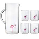 The Wine Savant Flamingo Pitcher & 4 Glasses Set Decanter