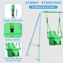 2-in-1 Toddler Swing Set with Metal Stand, Safety Belt & 4 Anchors - A-Frame Swing for Kids 6 Months+ (Blue, Indoor/Outdoor Backyard Playground) by TinyTreasures Baby Boutique