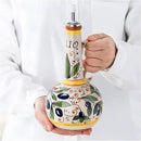 Italian Ceramic Olive Oil Dispenser Bottle 23oz, Hand Painted Olive Oil Bottles, Decorative Stoneware Olive Oil Cruet for Kitchen with Stainless Steel Spout for Oils, Sauces, Vinegar by CozyNest Decor