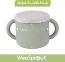 WeeSprout Snack Containers, Food Grade Silicone Cups, Spill-Proof Tops For Toddlers and Babies, Premium Hard Plastic Travel Lids, Dishwasher Safe, Set of 2 Snack Catchers by TinyTreasures Baby Boutique