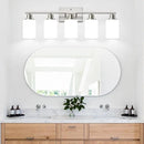 5-Light Brushed Nickel Bathroom Vanity Light with Milky White Frosted Glass Shades, Modern Bathroom Light Fixtures, Up/Down Reversible Lighting for Mirror, Bedroom, Kitchen, Living Room, Hallway by CozyNest Decor