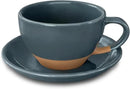 Mora Ceramic Latte Art Mug With Saucer - 10.5 oz, Round Bottom For Perfect Pours - Cafe Cups for Cappuccino, Espresso, Coffee, Tea etc - Porcelain Set for Baristas, Great Gift - Charcoal by CozyNest Decor