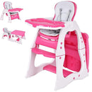 Costzon Baby High Chair, 3 in 1 Infant Table and Chair Set, Convertible Booster Seat with 3-Position Adjustable Feeding Tray, Adjustable Seat Back, 5-Point Harness (Pink) by TinyTreasures Baby Boutique