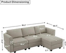 Belffin Convertible Sectional Sofa with Chaise Velvet L Shaped Sofa Couch Modular Sectional Sofa with Storage Grey by CozyNest Decor