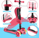 Hurtle 3-Wheeled Scooter for Kids - Wheel LED Lights, Adjustable Lean-to-Steer Handlebar, and Foldable Seat - Sit or Stand Ride with Brake for Boys and Girls Ages 1-14 Years Old by TinyTreasures Baby Boutique