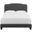 CasaFoyer Amelia King Bed | Luxurious Upholstered Fabric | Button-Tufted Headboard | Solid Wood Construction | Non-Marking Legs | Supports Various Mattress Types | Elegant and Sturdy | Gray