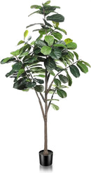 Faux Fiddle Leaf Fig Tree 7ft - Artificial Ficus Lyrata Plant in Pot - Fake Fig Tree for Indoor Modern Home House Office by CozyNest Decor