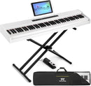 MUSTAR Digital Piano 88 Key Weighted with Stand, 88 Key Semi Weighted Keyboard Piano MEP-1000, Portable Electric Piano Keyboard 88 Keys with Bluetooth Connection, Case, Sustain Pedal, MDF, White by TinyTreasures Baby Boutique