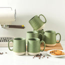 Hasense Porcelain Coffee Mugs Set of 6, 15 Ounce Large Ceramic Coffee Cups Set with Handle for Latte, Tea, Cocoa and Hot Chocolate, Green Coffee Mugs for Men and Women, Microwave Safe by CozyNest Decor