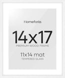 Homeforia 14x17 Picture Frame White, High End Oak 14x17 White Wood Frame with Mat 11x14 Photo, 14 x 17 Wooden Poster Frames Matted to 11 by 14, 17x14 Hanging Frames, Tempered Glass, Wall Kit, Set of 1 by CozyNest Decor
