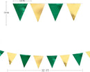 Green Gold Party Decorations Metallic Fabric Triangle Pennant Banner Flag Bunting Garland for Graduations Birthday Retirement Wedding Baby Shower Spring Summer Master Golf Theme Outdoor Party Supplies by GreenHaven Gardens