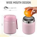 17oz Soup Thermo for Hot Food Kids Insulated Vacuum Food Jar with Stainless Steel Spoon Wide Mouth Thermo Leakproof Lunch Food Container Kids Hot Lunch Box (Pink) by TinyTreasures Baby Boutique