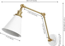 JONATHAN Y JYL7462B Rover 7" Classic Industrial Metal Adjustable Arm LED Wall Sconce, White/Brass Gold for Bedroom, Bathroom, Vanity by CozyNest Decor