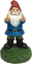 Gnometastic Middle Finger Gnome, 8.45in Tall - The Original Double Bird Garden Gnome Statue - Outdoor Funny Gnome Decoration and Lawn Ornament by GreenHaven Gardens