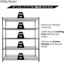 60"x24"x72" Black 5-Tier Premium Metal Wire Shelving NSF 4000 LBS MAX Capacity Heavy Duty Steel Storage Rack for Warehouse, Garage, Hospital, Commercial Space & School w/Premium Wheels by CozyNest Decor