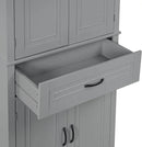 72.2" Tall Storage Cabinet with 4 Doors and Drawer, Freestanding Linen Cabinet, Wooden Pantry with Adjustable Shelf for Kitchen, Bathroom, Living Room, Grey by CozyNest Decor