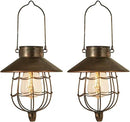 YAKii 2 Pack Solar Lantern Hanging Waterproof Outdoor Metal Solar Lamp with Warm White Light Decorate for Yard Garden Pathway Patio Porch Decor (Antique Copper) by CozyNest Decor