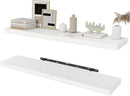 White Floating Shelves Wall Shelf 40 Inch, 8 Inch Deep Floating Shelf for Wall, Farmhouse Black Wood Shelves Invisible Bracket for Living Room, Bedroom, Kitchen, 40 x 8 x 1.4 Inch, Set of 2 by CozyNest Decor