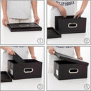 PRANDOM Collapsible Storage Box with Lid [3-Pack] Leather Fabric Foldable Storage Bin Organizer Container Basket Cube with Cover for Home Bedroom Closet Office Nursery Black(13.6x9.6x6.9) by TinyTreasures Baby Boutique