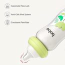 YOHKOH Natural Glass Baby Bottle with Natural Response Nipple, Newborn Anti-Colic Baby Bottles, Wide Neck Mushroom Cap Baby Bottle, Clear (Green, (5.4oz (Pack of 4)) by TinyTreasures Baby Boutique