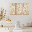 IARTTOP Large Boho Wood Wall Art Set of 3 Framed Wooden Mid-century Modern Wall Decor Minimalist Modern Abstract Geometric Decor for Living Room Bedroom Office-16x32 Inch by CozyNest Decor