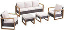 Outdoor Wicker Patio Furniture Set - 5 Piece Patio Conversation Set with 2 Wicker Armrest Chairs,2 Rattan Ottoman and 1 Couch,Sturdy Frame,Thick Cushions,Deep Seating(Brown/Beige) by CozyNest Decor