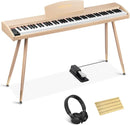 Digital Piano Keyboard for Beginners, Full Size 88 Key Semi-Weighted Keyboard Electric Piano with Stand,Power Adapter,Sheet Music Stand,Pedal,Headphone,USB-MIDI Compatible,Wood Grain Apricot by TinyTreasures Baby Boutique